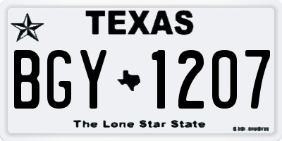 TX license plate BGY1207