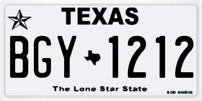 TX license plate BGY1212