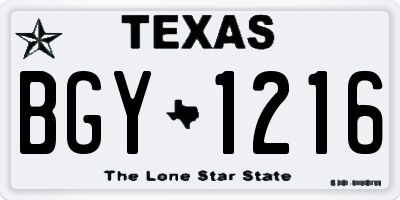 TX license plate BGY1216
