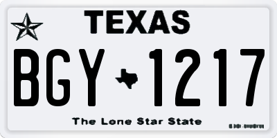 TX license plate BGY1217