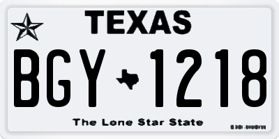 TX license plate BGY1218