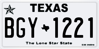 TX license plate BGY1221
