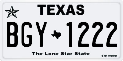 TX license plate BGY1222