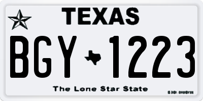 TX license plate BGY1223