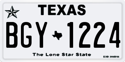 TX license plate BGY1224