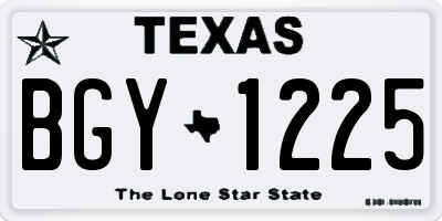 TX license plate BGY1225