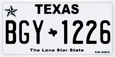 TX license plate BGY1226