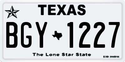 TX license plate BGY1227