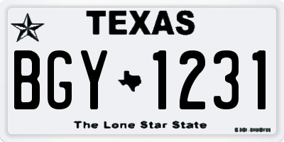 TX license plate BGY1231