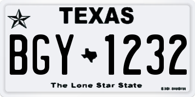 TX license plate BGY1232