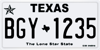 TX license plate BGY1235