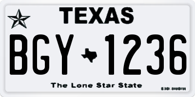 TX license plate BGY1236