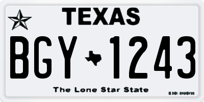 TX license plate BGY1243