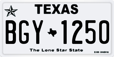 TX license plate BGY1250