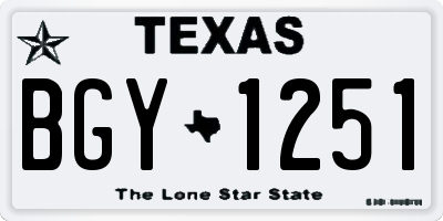 TX license plate BGY1251