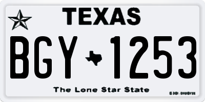 TX license plate BGY1253