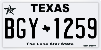 TX license plate BGY1259