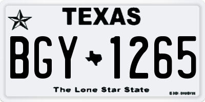 TX license plate BGY1265