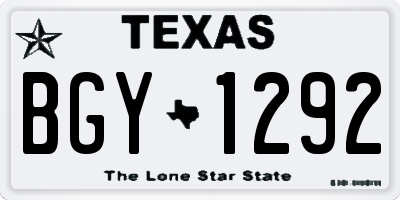 TX license plate BGY1292