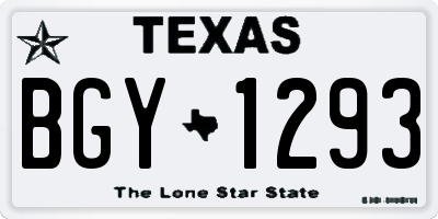 TX license plate BGY1293