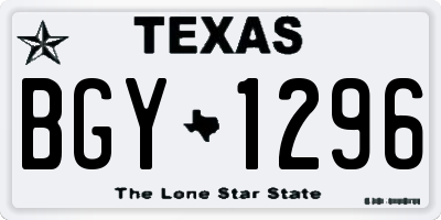 TX license plate BGY1296