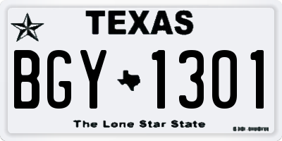 TX license plate BGY1301
