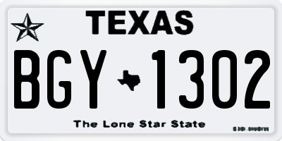 TX license plate BGY1302