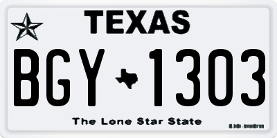 TX license plate BGY1303