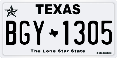 TX license plate BGY1305