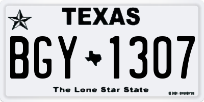 TX license plate BGY1307