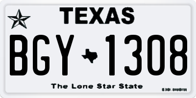 TX license plate BGY1308