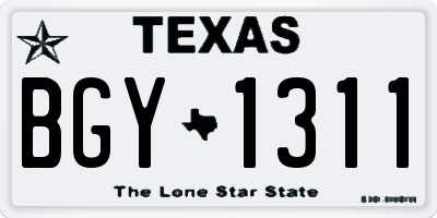 TX license plate BGY1311