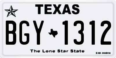 TX license plate BGY1312