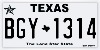 TX license plate BGY1314