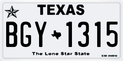 TX license plate BGY1315