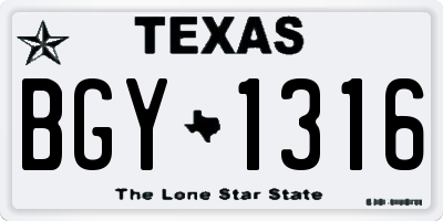 TX license plate BGY1316