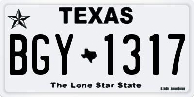 TX license plate BGY1317