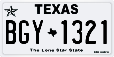 TX license plate BGY1321