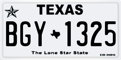 TX license plate BGY1325