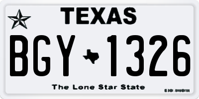 TX license plate BGY1326