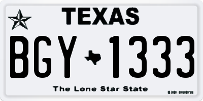 TX license plate BGY1333