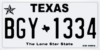 TX license plate BGY1334