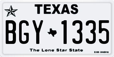 TX license plate BGY1335