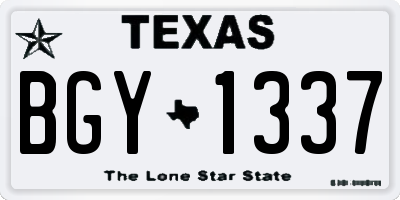 TX license plate BGY1337