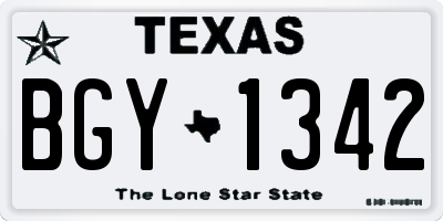TX license plate BGY1342