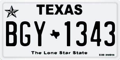 TX license plate BGY1343