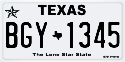 TX license plate BGY1345