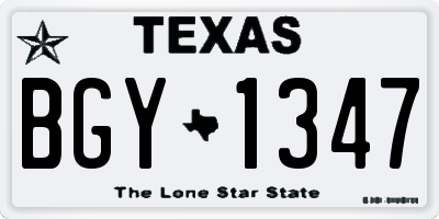 TX license plate BGY1347