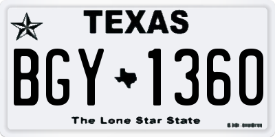 TX license plate BGY1360