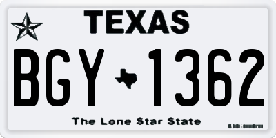 TX license plate BGY1362